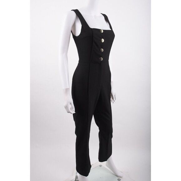 Zara Womans One piece Jumpsuit Long gold buttons Size S Black 8755/688 NWT - Picture 2 of 6